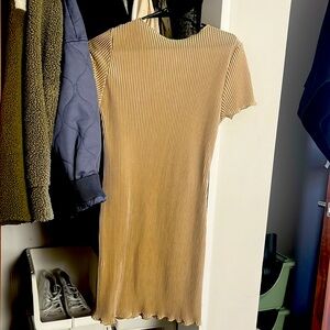 Boat neck silk/satin dress